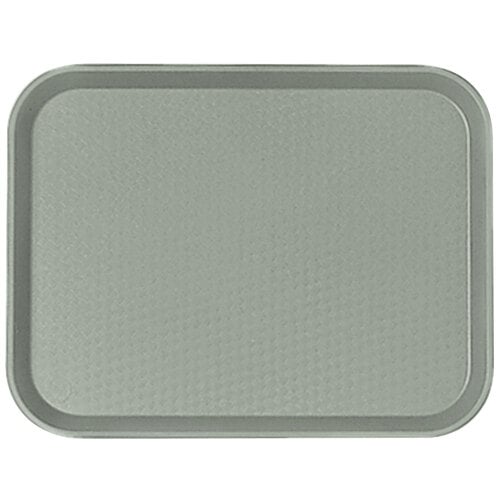 A grey rectangular Cambro fast food tray with a textured surface.