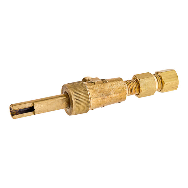 A close-up of an Eagle Group brass gas valve with a gold nut.