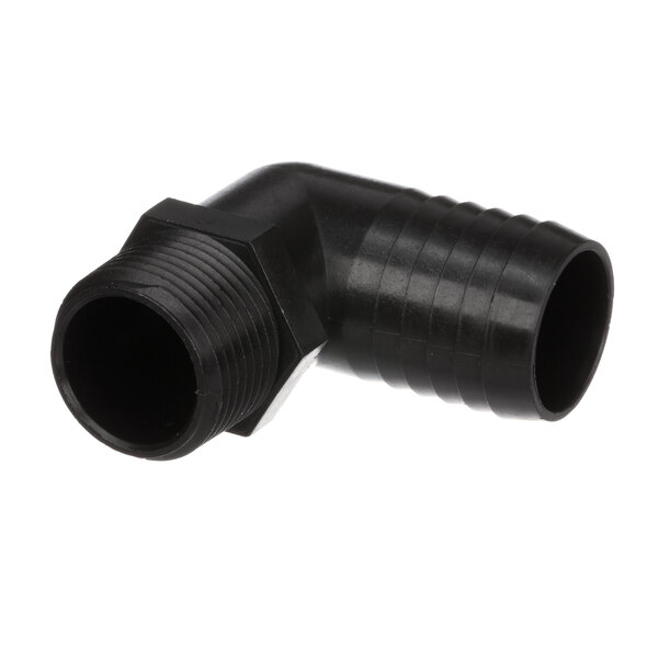 A black plastic pipe with a black nozzle.