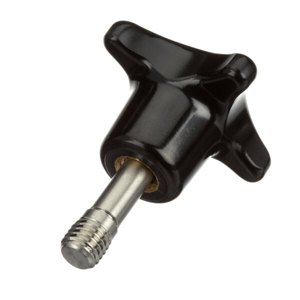 A black Bizerba knob with a silver screw on the end.
