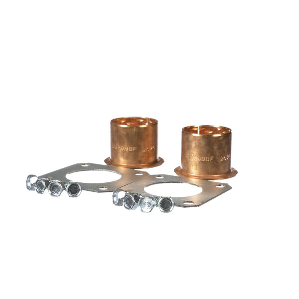 A metal cylinder with nuts and bolts on each end.