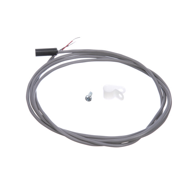 A grey wire with a screw and a white plastic piece connected to a National Controls Corporation ASP-TM165-011 probe.