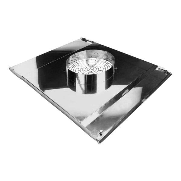 A metal intake panel with a circular vent.