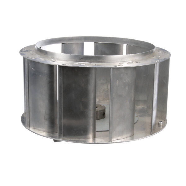 A metal Centrimaster wheel assembly with a metal ring.