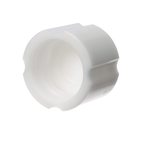 A white plastic Ultrasource drain cap.