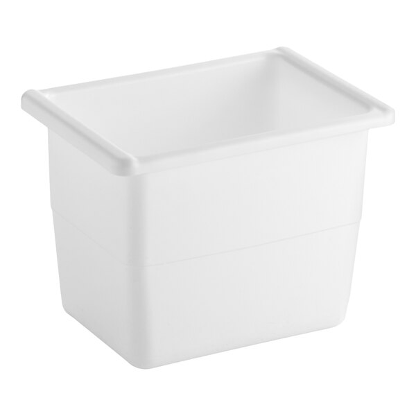 A white plastic dough ball pan.