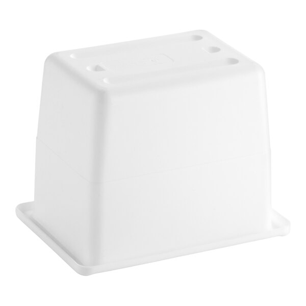 A white plastic dough ball pan.