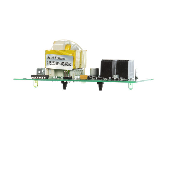 A black rectangular circuit board with a white background.