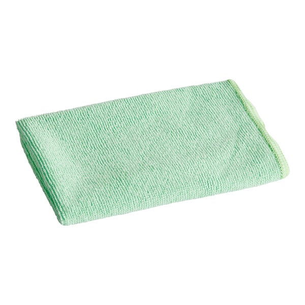 A green recycled microfiber cleaning cloth.