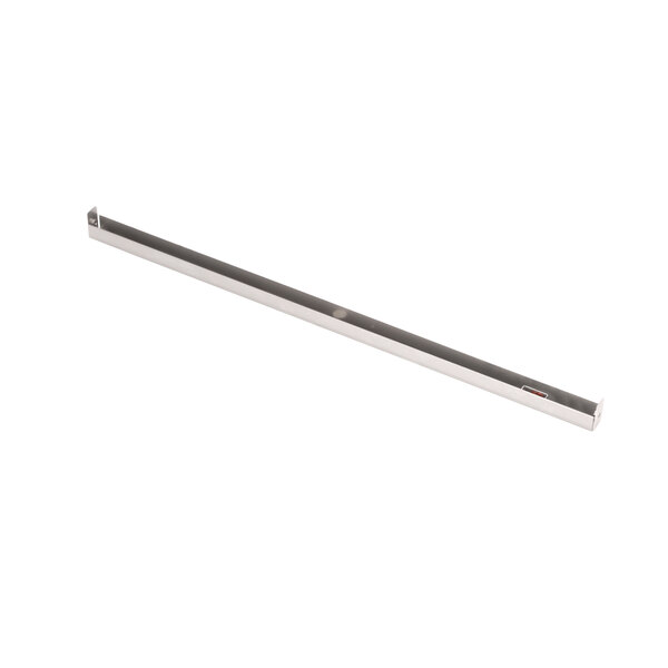 A long thin metal bar with a black handle.