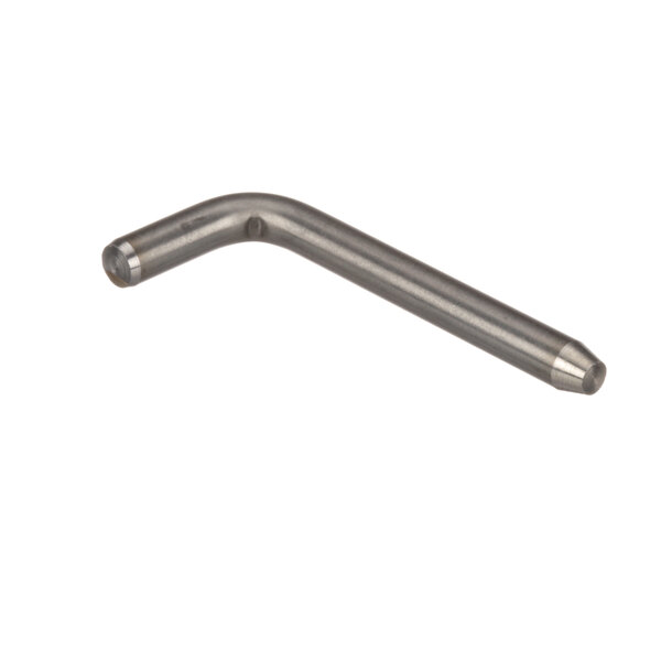A silver bent metal rod with a handle on one end.