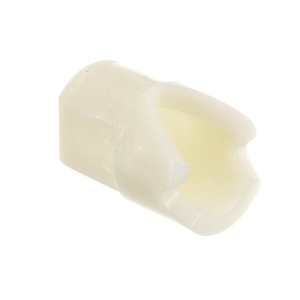 A white plastic Revent hinge cam with a hole in it.