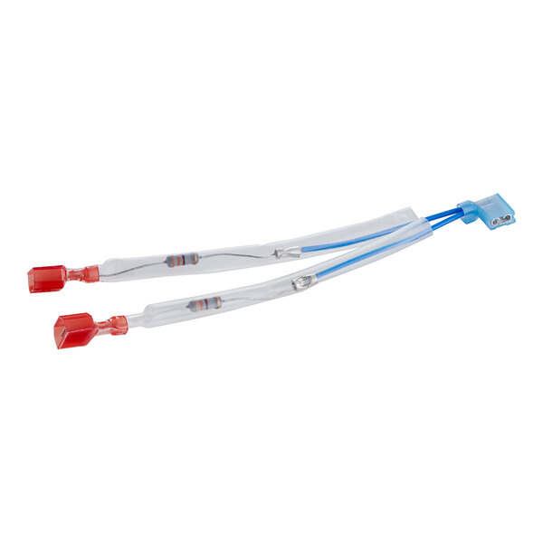 A Bunn wiring harness with blue and red cables.