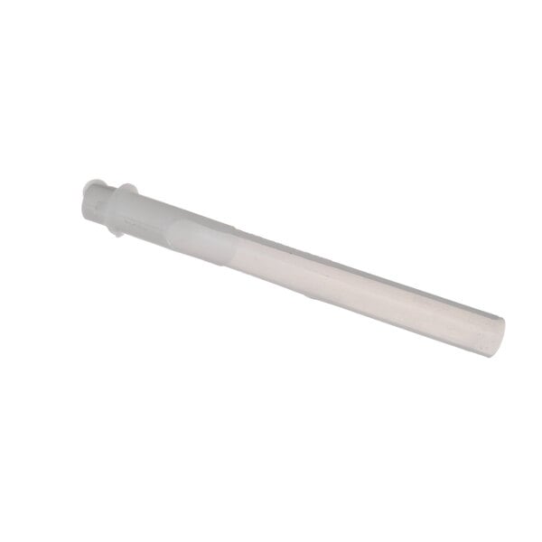 A white plastic tube with a small hole in the tip.