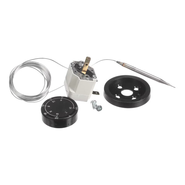 A Douglas Machine 3000022 thermostat kit with a temperature control dial, mounting hardware, and a temperature probe.
