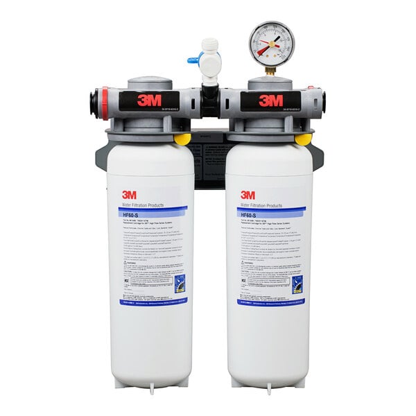 3M Water Filtration System with two white containers with blue and white labels.