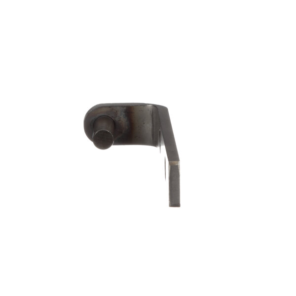 A close-up of a metal hinge.