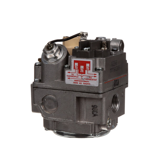 A Grindmaster-Cecilware gas valve with a red button.