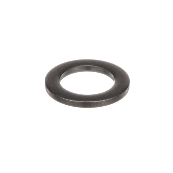 A black round metal washer.