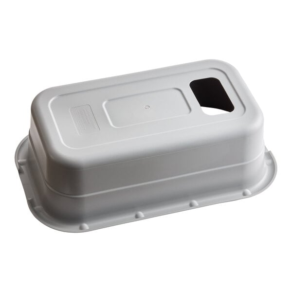 A grey Ayrking lug with a rectangular hole in the lid.