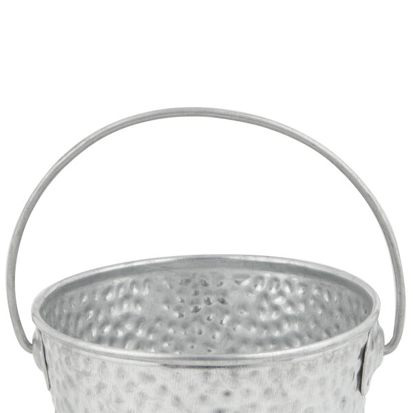 A Tablecraft galvanized steel pail with a handle.