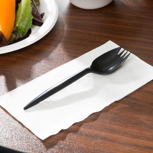 Choice Medium Weight Black Plastic Spork 100/Pack