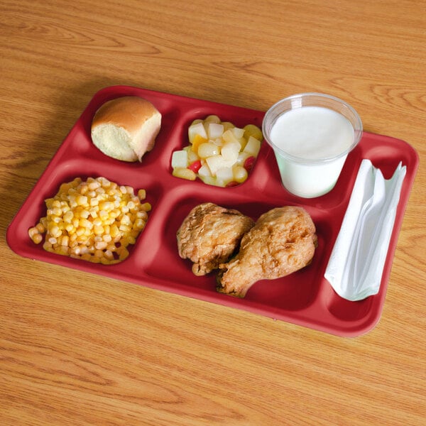 Cambro Penny-Saver Cranberry Co-Polymer Compartment Cafeteria Tray