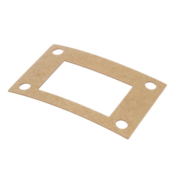 A rectangular brown gasket with holes.