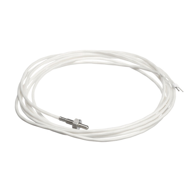 A white wire with a metal connector on the end.