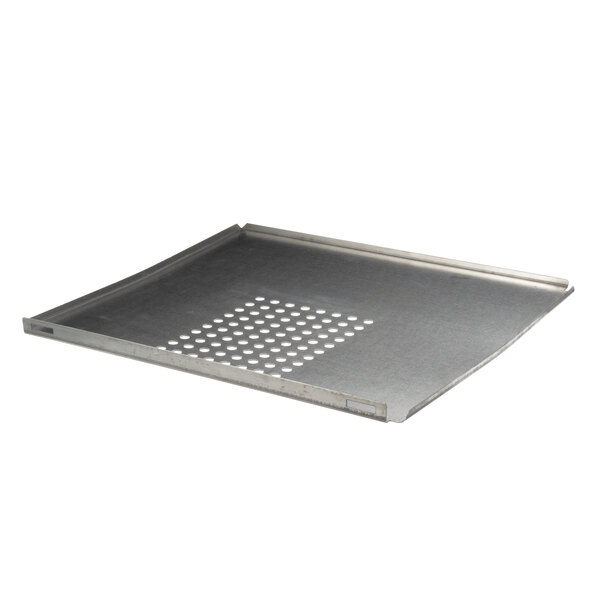 A Gold Medal metal bottom pan with holes.