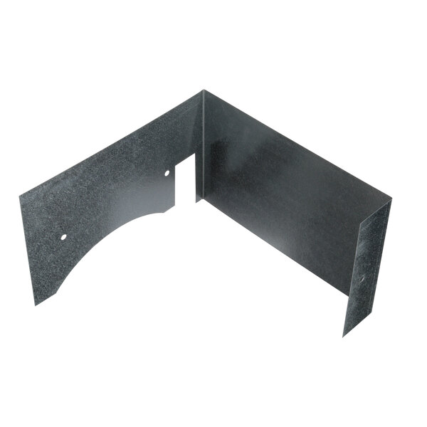 A close-up of a black metal True Refrigeration condenser shroud corner piece with two holes.