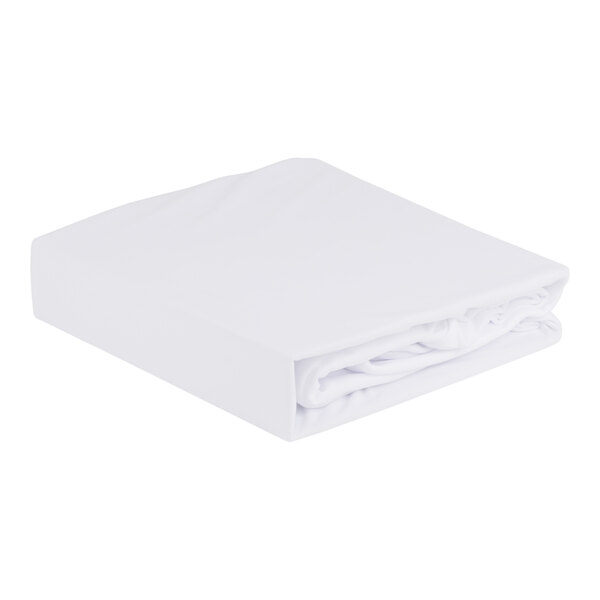 A folded white twin size bed bug proof box spring cover.