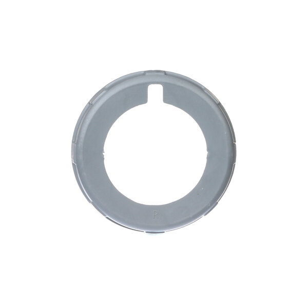 A grey circular object with a hole.
