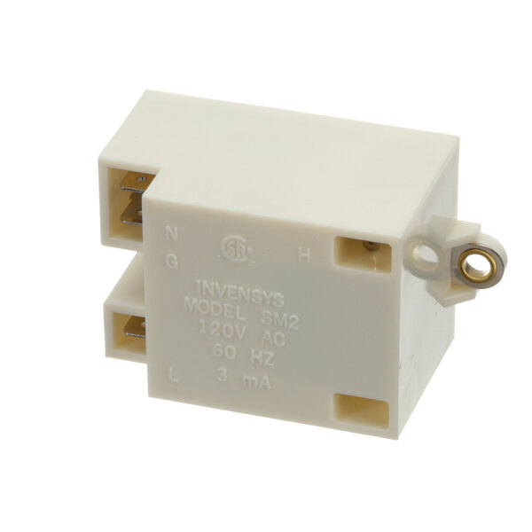 A white Rankin-Delux spark igniter switch with metal connectors.