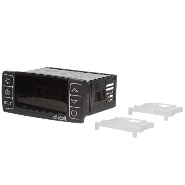 A black AHT digital temperature controller with buttons on a white background.