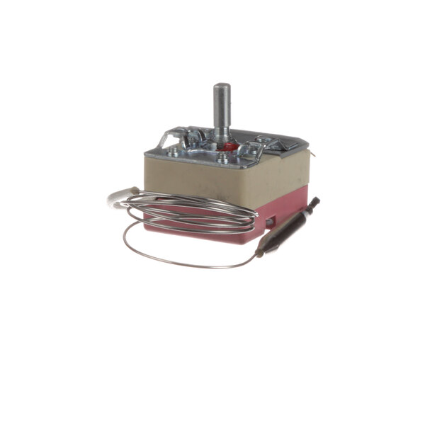An Adcraft FW-12 thermostat with wires attached.