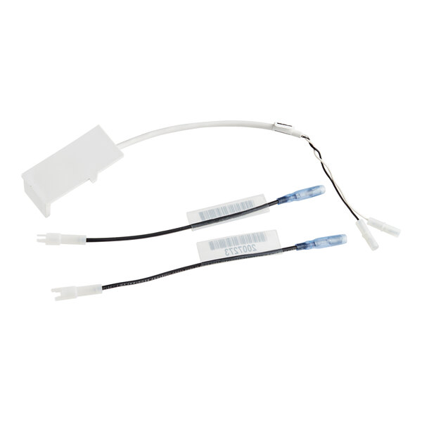 A white magnetic bin switch with two white connectors.