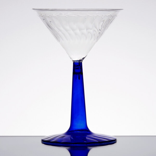 Fineline Settings Flairware Blue 6 oz Two Piece Martini Glass 96 Pieces