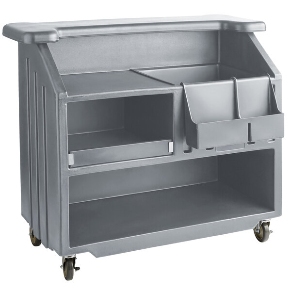 a gray cart with two drawers