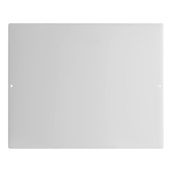 A white rectangular cutting board with a black border.