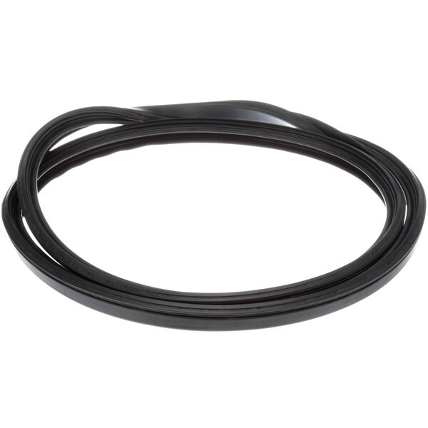 A black rubber seal on a white background.