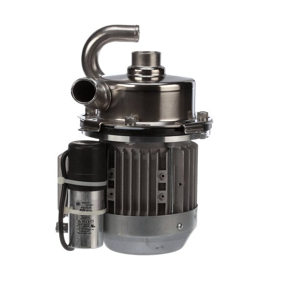 A Jackson stainless steel pump and motor assembly with a hose.