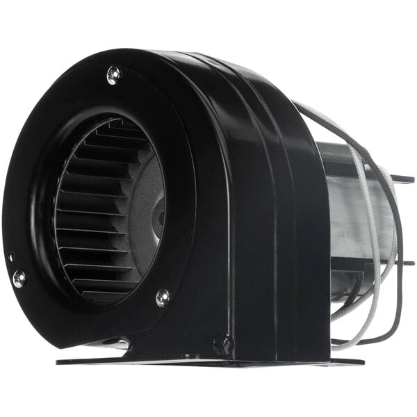 A black metal Winholt blower motor fan.