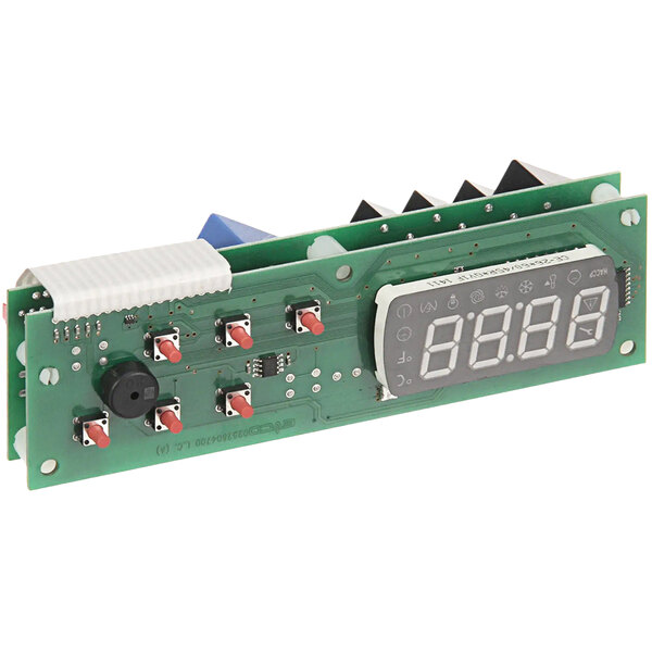 A green circuit board with a digital display.