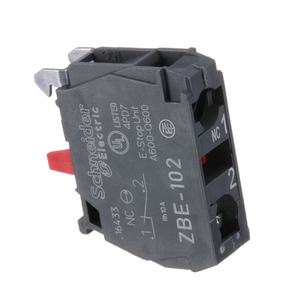 A black Cutler Industries N/C switch with red buttons.
