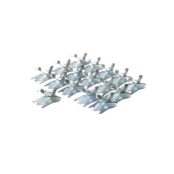 A group of True Refrigeration metal shelf clips.