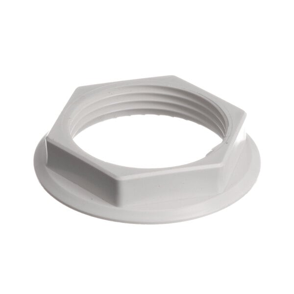 A white plastic Irinox ring nut with a hole in the middle.