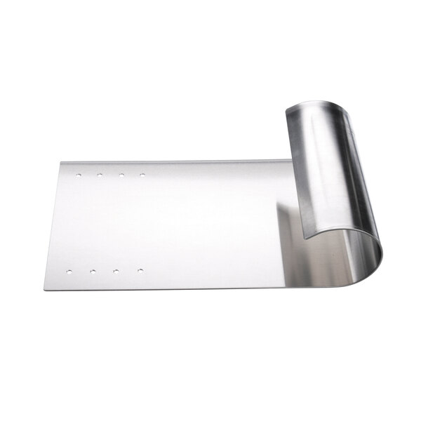 A metal sheet with a curved edge.