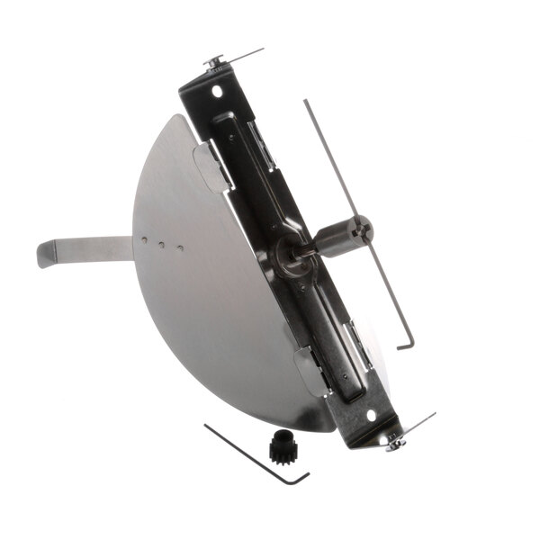 A Gold Medal agitator lid with a metal plate and a screw on it.
