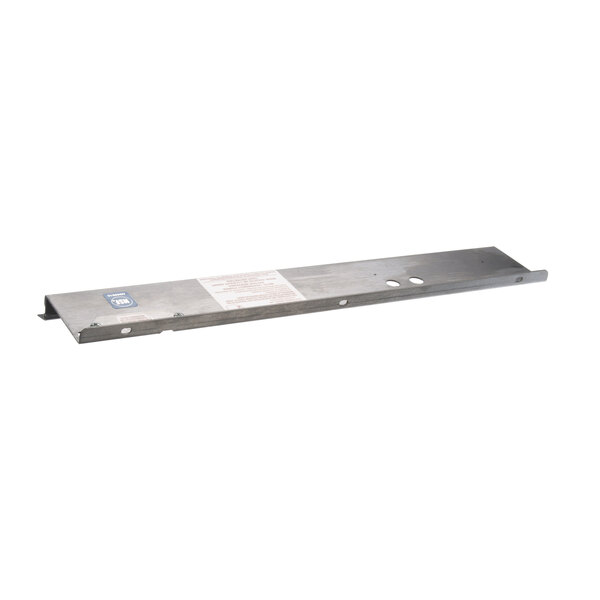 A metal plate with holes on a white background.